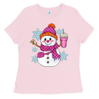 Bubblegum Pink bougie snowman Ladies Tee - Zillion Design Studio
