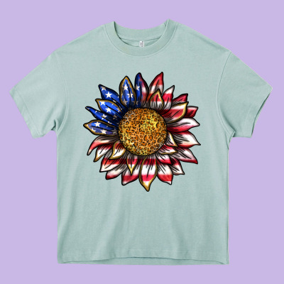 4th Of July Sunflower Heavy Core Tee Designed By Texasbilliewilder