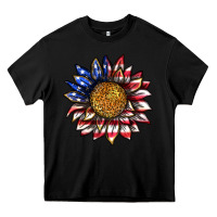 Black 4th of july sunflower Heavy Core Tee - texasbilliewilder