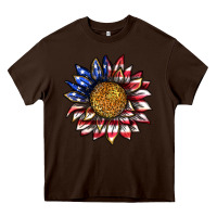 Chocolate Brown 4th of july sunflower Heavy Core Tee - texasbilliewilder