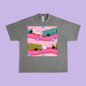 Easter School Bus Seamless Pattern Urban Heavy Tee Designed By Bundleandbundleshop