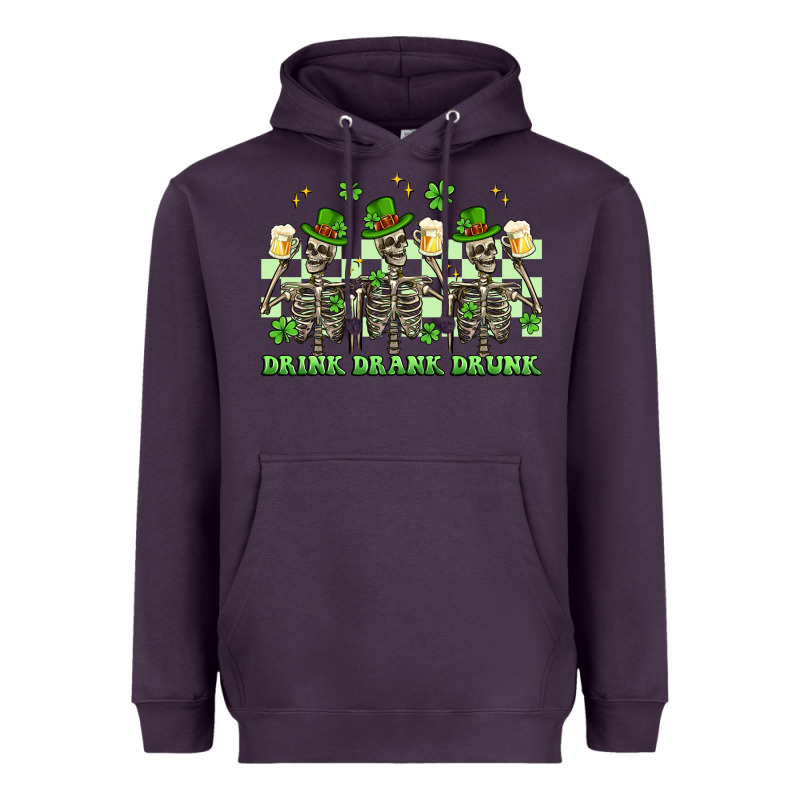 St. Patrick's Day Skeletons Drink Drank Drunk Heavyweight Hoodie by Artiststas | Teevron