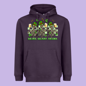 St. Patrick's Day Skeletons Drink Drank Drunk Heavyweight Hoodie Designed By Artiststas