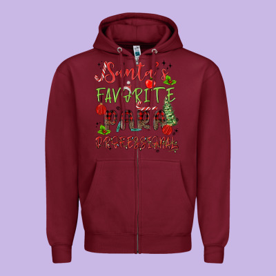 Santa's Favorite Para Professional Zipper Hoodie Designed By Maliassmallbusiness