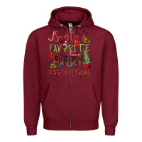 Burgundy santa's favorite para professional Zipper Hoodie - MaliasSmallBusiness