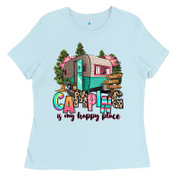 Baby Blue camping is my happy place Ladies Tee - RanaPortraitStore