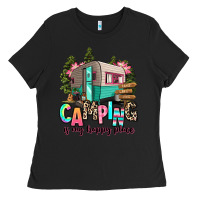 Black camping is my happy place Ladies Tee - RanaPortraitStore