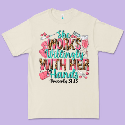 She Works Willingly With Her Hands Premium Tee Designed By Texasbilliewilder