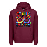 Burgundy my child may be non verbal but this mama ain's Premium Hoodie - JahusDesignShop