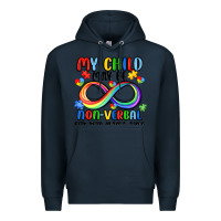 Navy my child may be non verbal but this mama ain's Premium Hoodie - JahusDesignShop