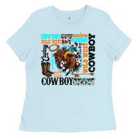 Baby Blue western cowboy wild west Ladies Tee - texasbilliewilder