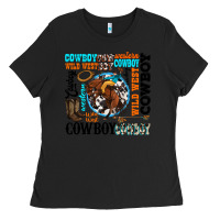 Black western cowboy wild west Ladies Tee - texasbilliewilder