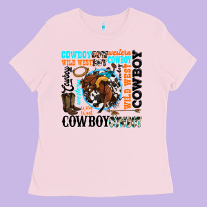 Western Cowboy Wild West Ladies Tee Designed By Texasbilliewilder