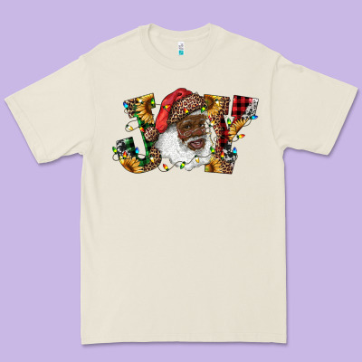 African American Santa Joy With Sunflowers Premium Tee Designed By Ranaportraitstore