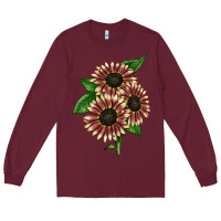 Burgundy strawberry blonde sunflower Long Sleeve Tee - LillyAllenDesigns