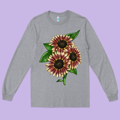 Strawberry Blonde Sunflower Long Sleeve Tee Designed By Lillyallendesigns