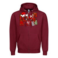 Burgundy christmas love nurse Zipper Hoodie - NancyCooperArtShop