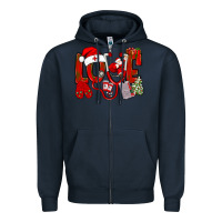 Navy christmas love nurse Zipper Hoodie - NancyCooperArtShop
