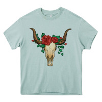 Arona bull skull with roses Heavy Core Tee - Artiststas