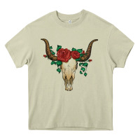 Mossy bull skull with roses Heavy Core Tee - Artiststas