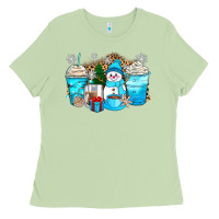 Matcha winter snowman coffee cups Ladies Tee - Zillion Design Studio