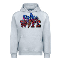 Heather Grey police wife with lightning bolt Urban Hoodie - CowGirlArtShop