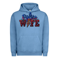 Pigment Pebble Blue police wife with lightning bolt Urban Hoodie - CowGirlArtShop