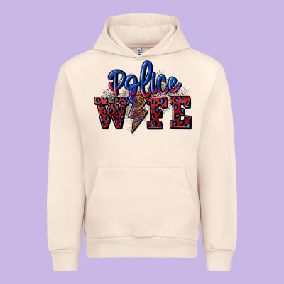 Police Wife With Lightning Bolt Urban Hoodie Designed By Cowgirlartshop