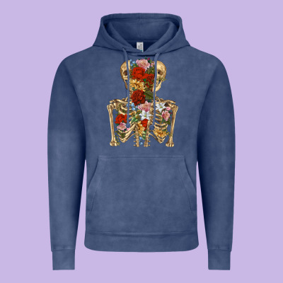Flower Skeleton Vintage Hoodie Designed By Ranaportraitstore