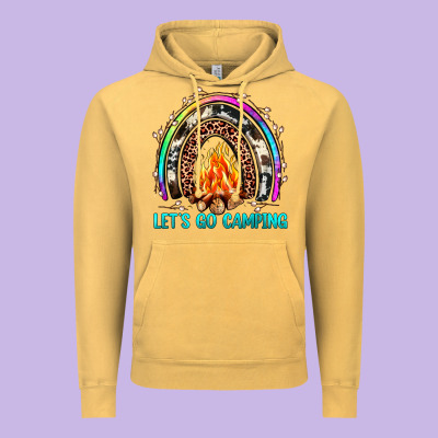 Let's Go Camping Rainbow Vintage Hoodie Designed By Jahusdesignshop