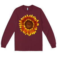 Burgundy tiger eyes sunflower Long Sleeve Tee - LillyAllenDesigns