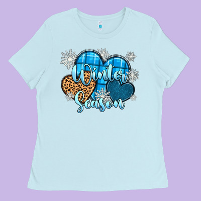 Snow Hearts Winter Season Ladies Tee Designed By Zillion Design Studio