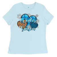 Baby Blue snow hearts winter season Ladies Tee - Zillion Design Studio