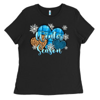 Black snow hearts winter season Ladies Tee - Zillion Design Studio