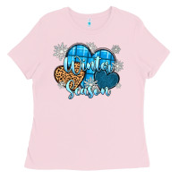 Bubblegum Pink snow hearts winter season Ladies Tee - Zillion Design Studio