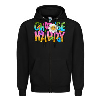 Black choose happy with smile Zipper Hoodie - NancyCooperArtShop