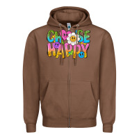 Chestnut choose happy with smile Zipper Hoodie - NancyCooperArtShop