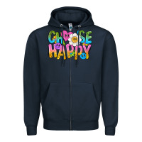 Navy choose happy with smile Zipper Hoodie - NancyCooperArtShop