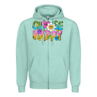 Seafoam choose happy with smile Zipper Hoodie - NancyCooperArtShop