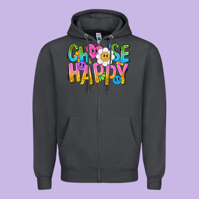 Choose Happy With Smile Zipper Hoodie Designed By Nancycooperartshop