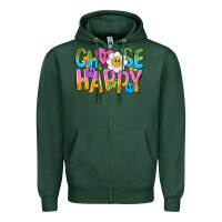 Sports Green choose happy with smile Zipper Hoodie - NancyCooperArtShop