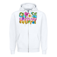 White choose happy with smile Zipper Hoodie - NancyCooperArtShop
