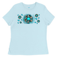 Baby Blue turquoise gemstone sunflower Ladies Tee - JahusDesignShop