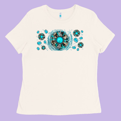 Turquoise Gemstone Sunflower Ladies Tee Designed By Jahusdesignshop