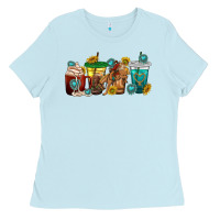 Baby Blue western rodeo coffee cup Ladies Tee - texasbilliewilder
