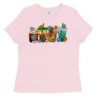 Bubblegum Pink western rodeo coffee cup Ladies Tee - texasbilliewilder
