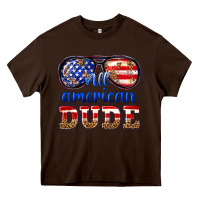 Chocolate Brown all american dude Heavy Core Tee - texasbilliewilder