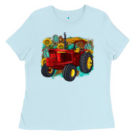 Baby Blue western tractor Ladies Tee - texasbilliewilder