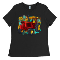 Black western tractor Ladies Tee - texasbilliewilder