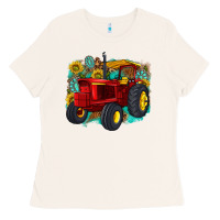 Bone western tractor Ladies Tee - texasbilliewilder
